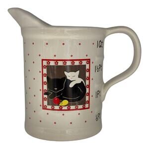 Vintage 1980's Cat Kitten Pitcher Linda Morgan Artist 1 Qt Measuring Jar